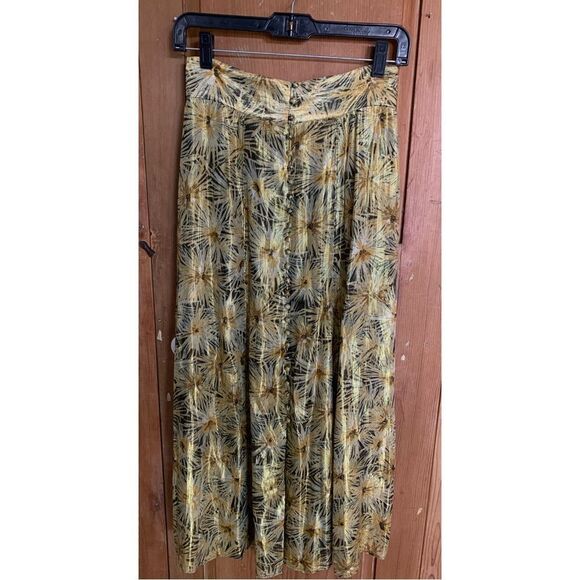 The Kooples Paris gold metallic floral print flared midi skirt - Picture 1 of 11